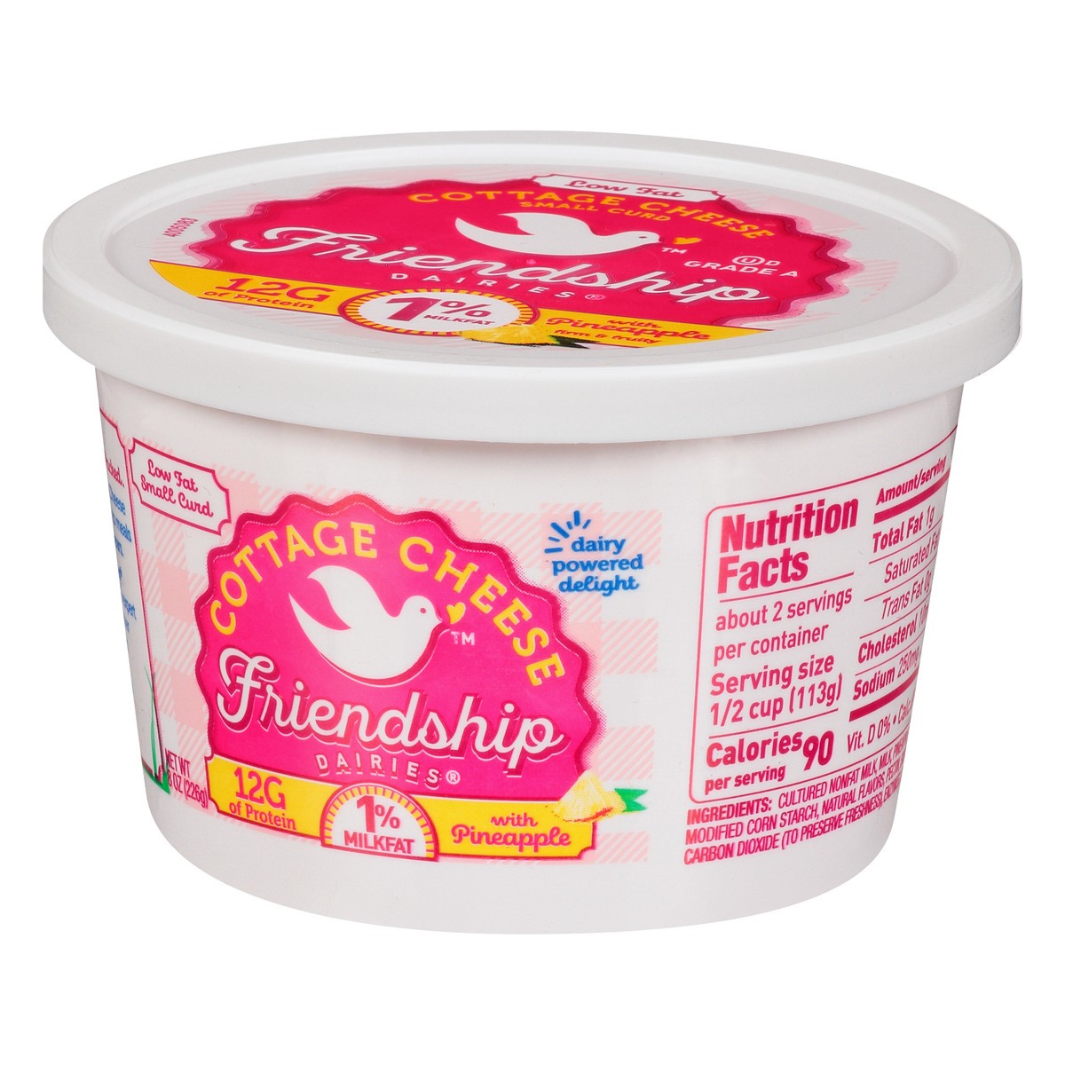 slide 12 of 13, Friendship Dairies Low Fat 1% Milkfat Small Curd with Pineapple Cottage Cheese 8 oz, 8 oz