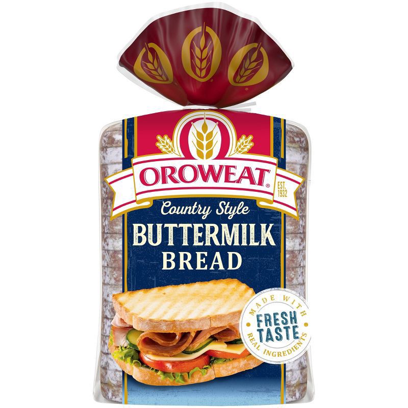 slide 1 of 7, Oroweat Country Style Buttermilk Bread, 24 oz, White Bread, Bag, 24 oz