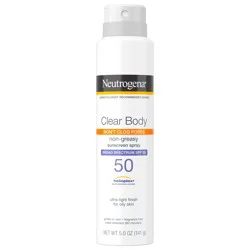 Neutrogena Clear Body SPF 50 Sunscreen Spray, Non-Comedogenic, 5 oz