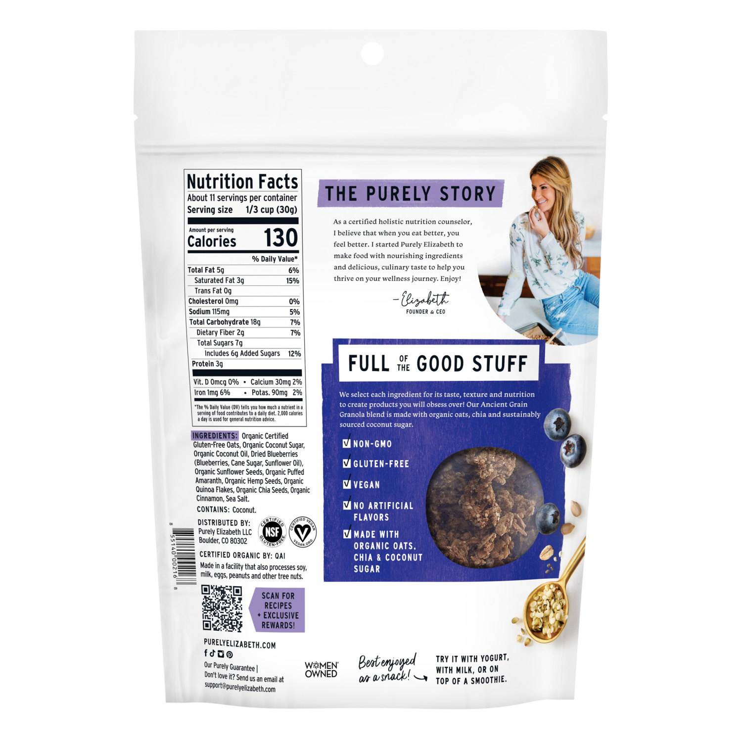 slide 3 of 5, Purely Elizabeth Recipe No. 04 Blueberry Hemp Ancient Grain Granola - 12 oz, 12 oz