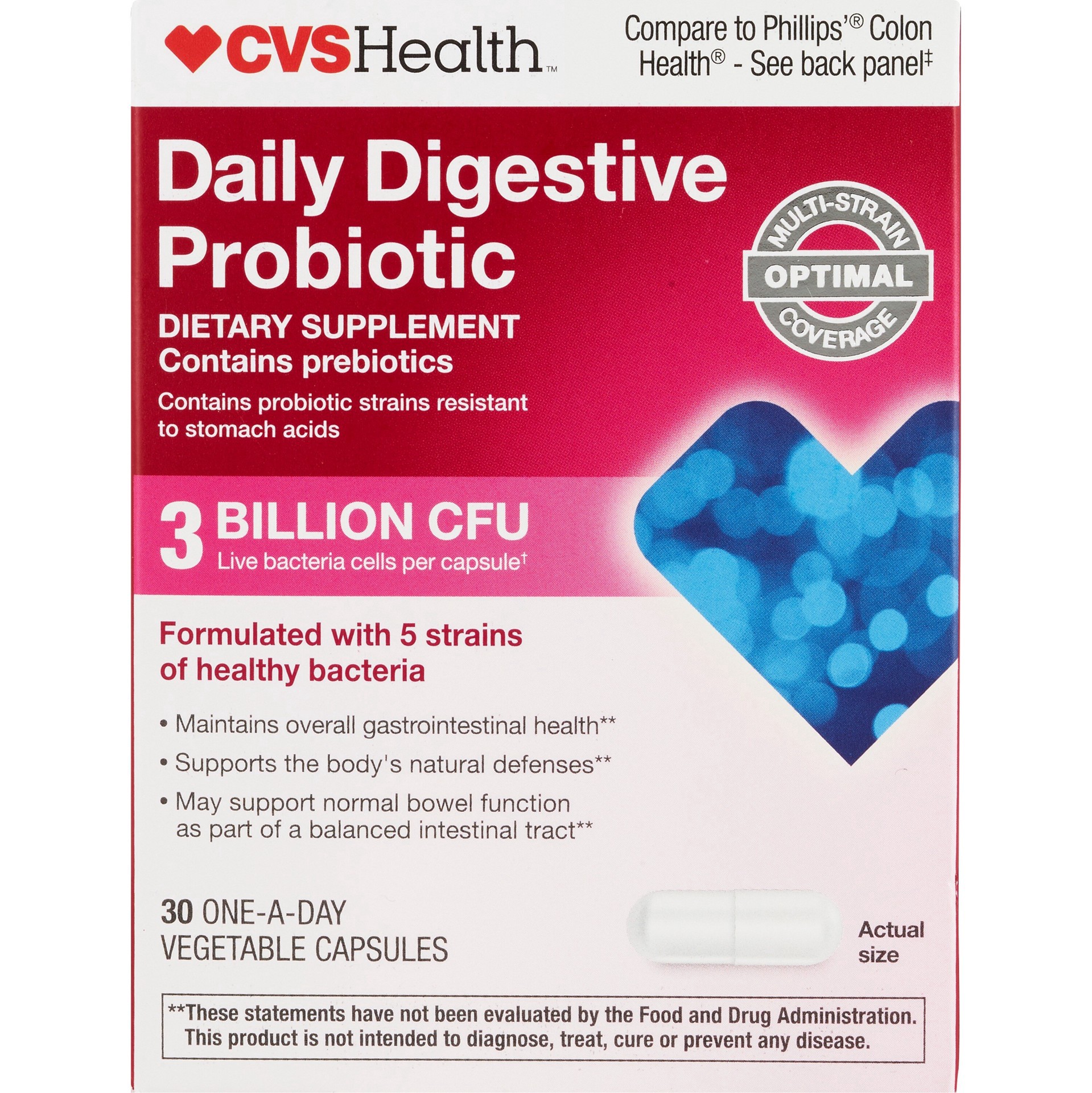 slide 1 of 1, Cvs Health Daily Digestive Probiotic Capsules, 30 Ct, 30 ct