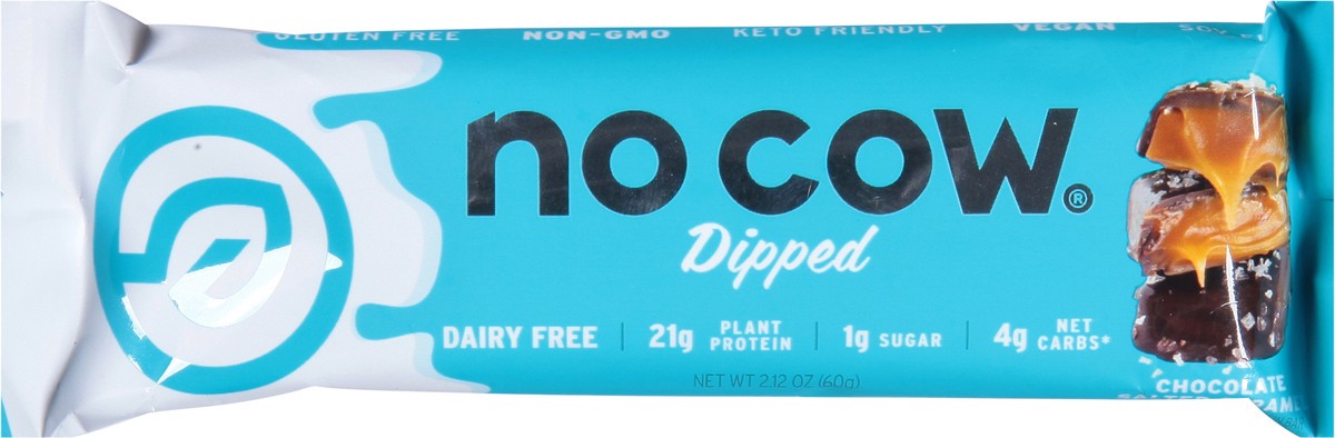 slide 6 of 13, No Cow Dipped Chocolate Salted Caramel Protein Bar, 2.12 oz