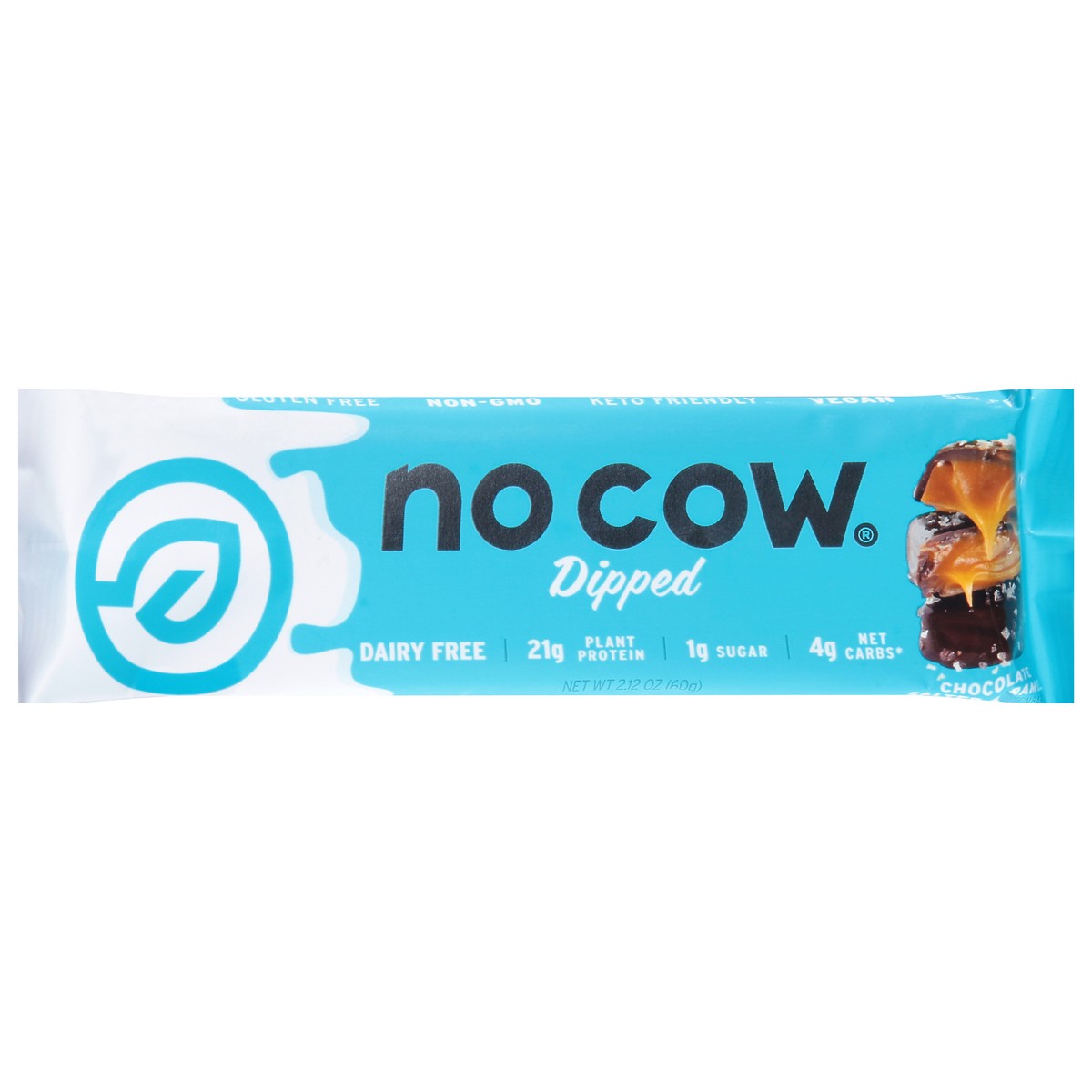 slide 8 of 13, No Cow Dipped Chocolate Salted Caramel Protein Bar, 2.12 oz