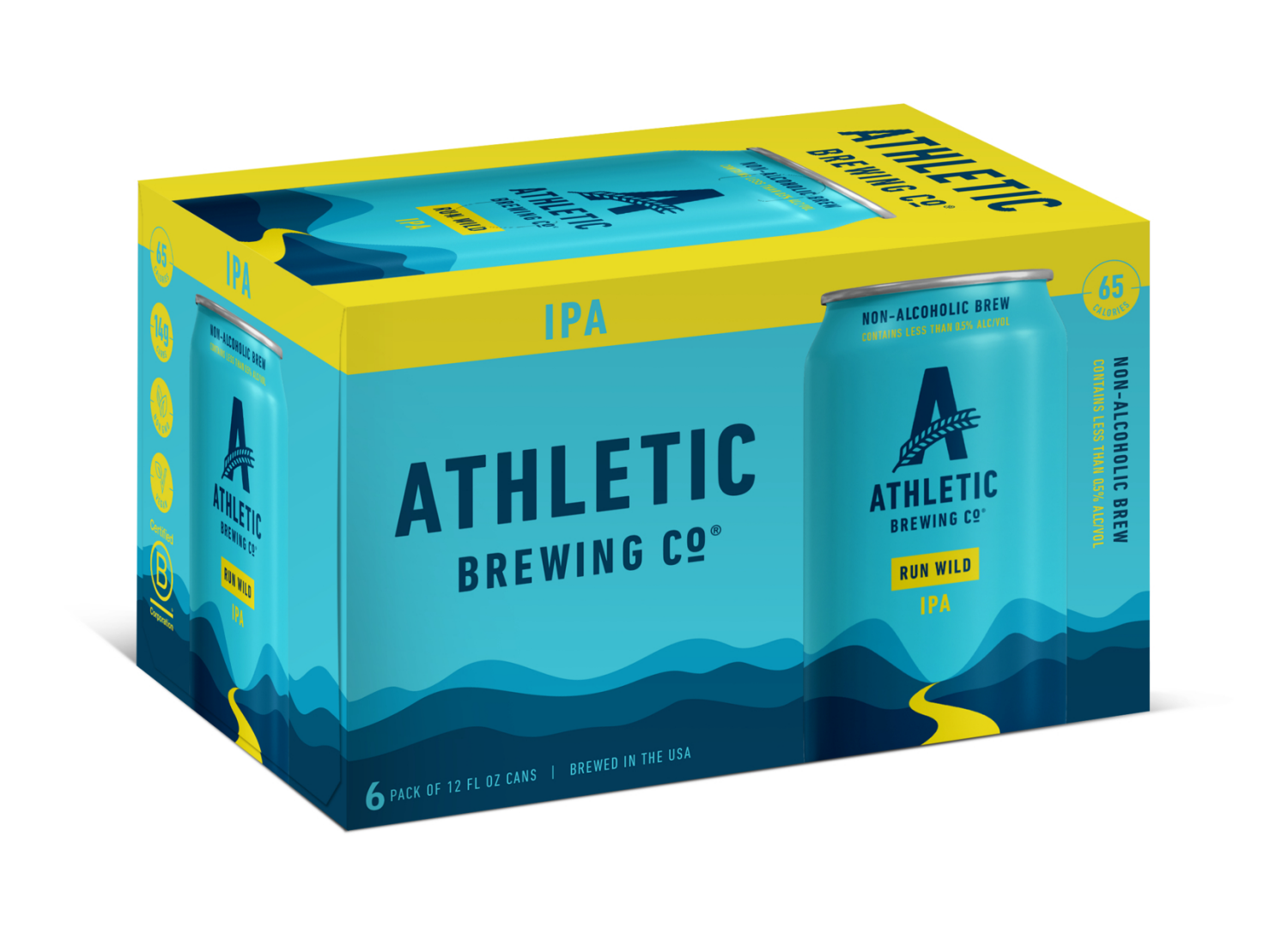 slide 1 of 2, Athletic Brewing Beer, IPA, Run Wild, 6 Pack, 6 ct; 12 oz
