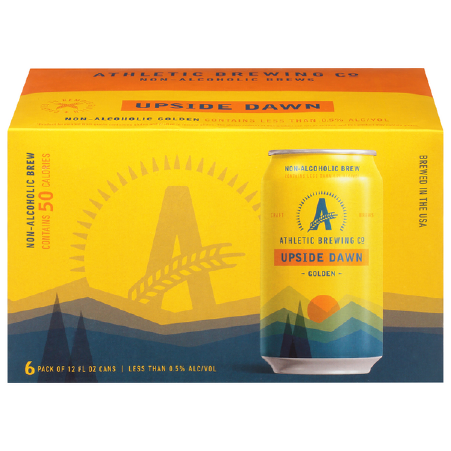 slide 1 of 2, Athletic Brewing Beer, Golden, Upside Dawn, 6 Pack, 6 ct; 12 oz