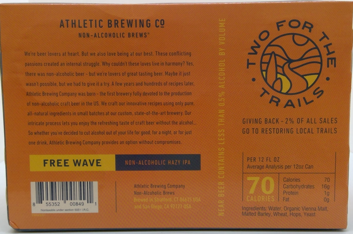 slide 2 of 2, Athletic Brewing Beer, Hazy IPA, Free Wave, 6 Pack, 6 ct; 12 oz