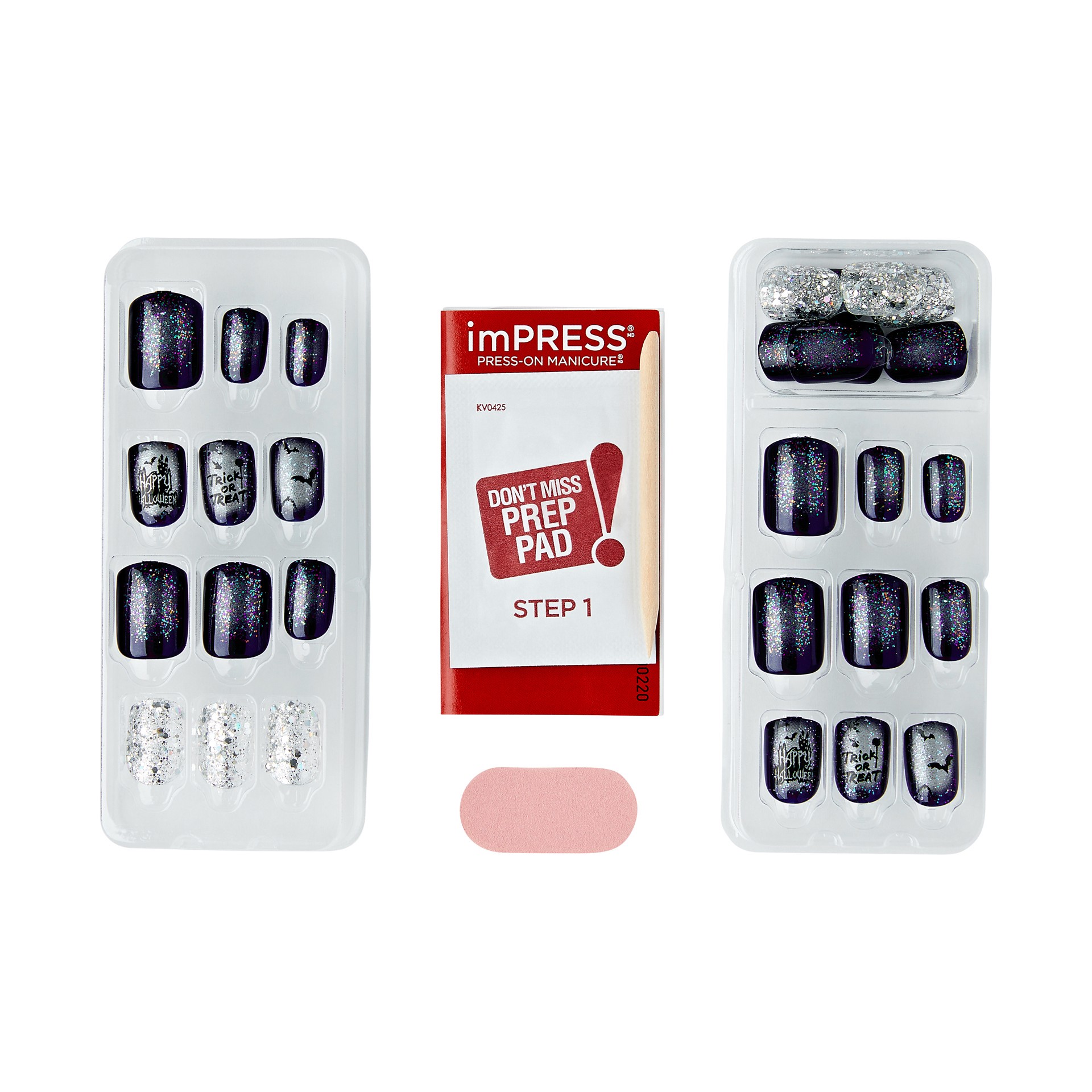 slide 2 of 5, imPRESS Press-On Nails, Halloween, No Glue Needed, Blue, Short Square Shape, 33 Ct., 1 ct