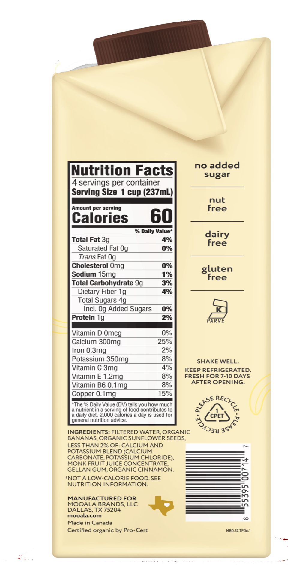 slide 2 of 3, Mooala Organic Original Bananamilk, 32oz, 33.8 fl oz