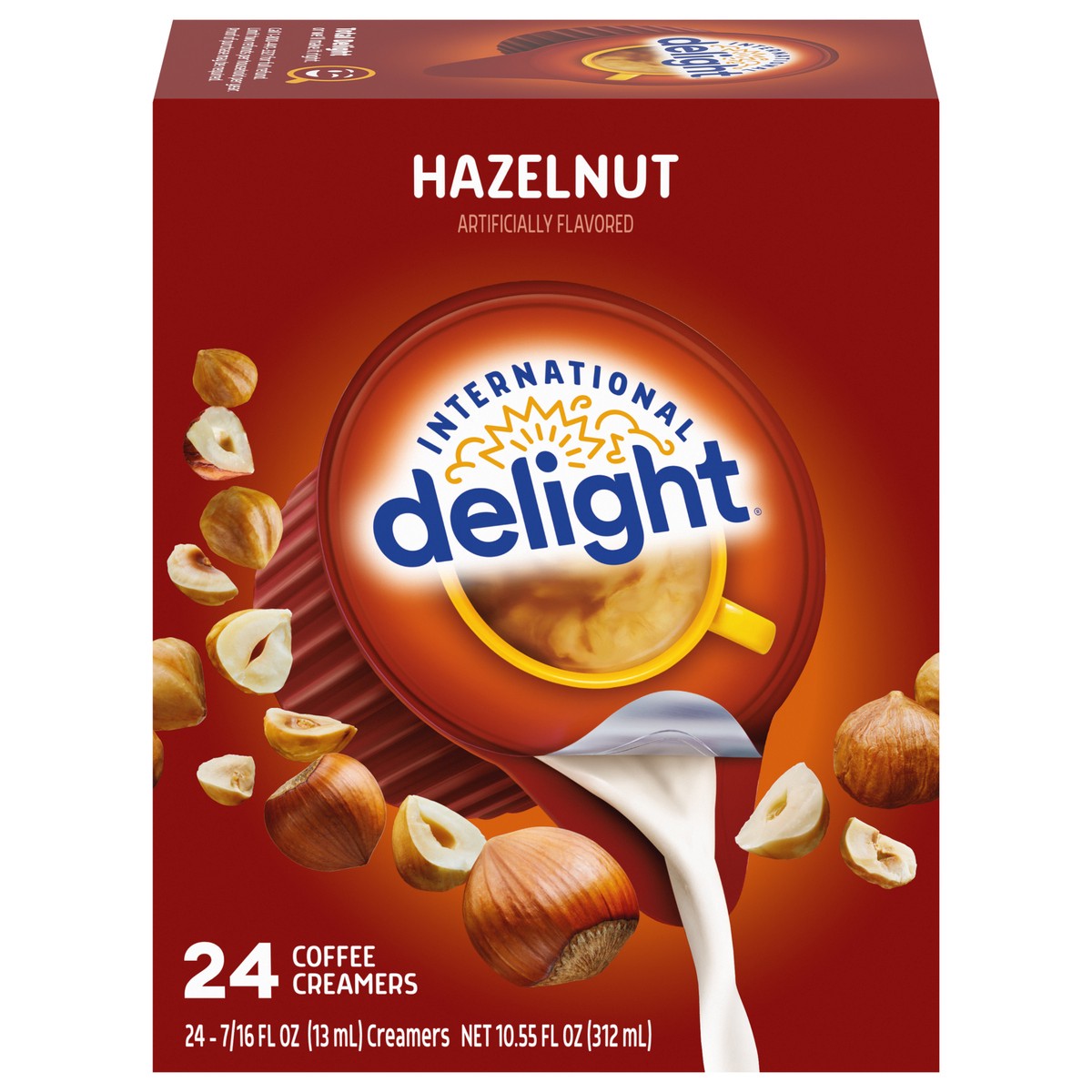 slide 4 of 14, International Delight Coffee Creamer Singles, Hazelnut, Shelf Stable Flavored Creamer, 24 Ct, 0.44 FL OZ, Pre-Portioned Creamers, 24 fl oz