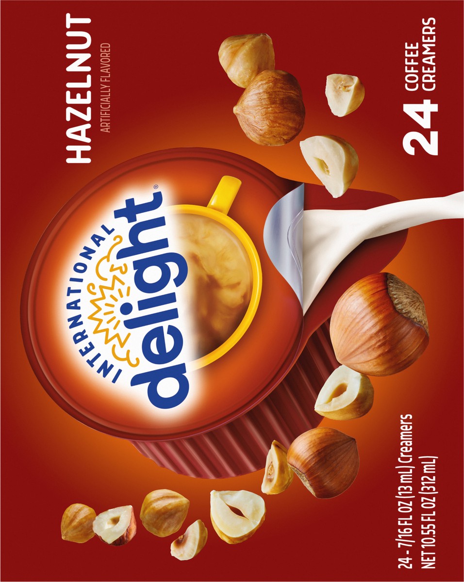 slide 8 of 14, International Delight Coffee Creamer Singles, Hazelnut, Shelf Stable Flavored Creamer, 24 Ct, 0.44 FL OZ, Pre-Portioned Creamers, 24 fl oz