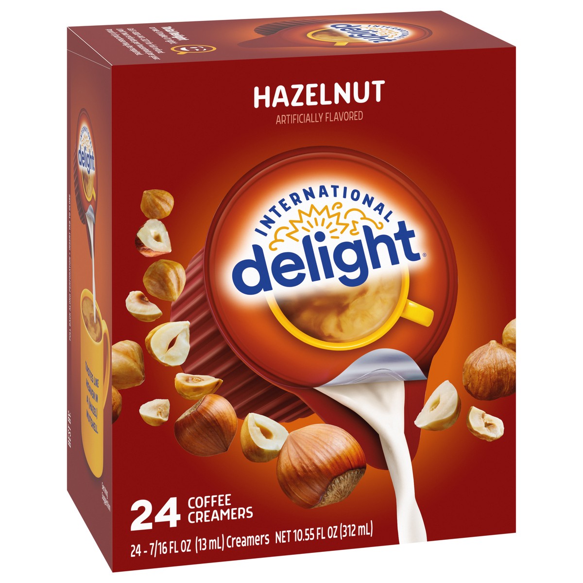 slide 2 of 14, International Delight Coffee Creamer Singles, Hazelnut, Shelf Stable Flavored Creamer, 24 Ct, 0.44 FL OZ, Pre-Portioned Creamers, 24 fl oz