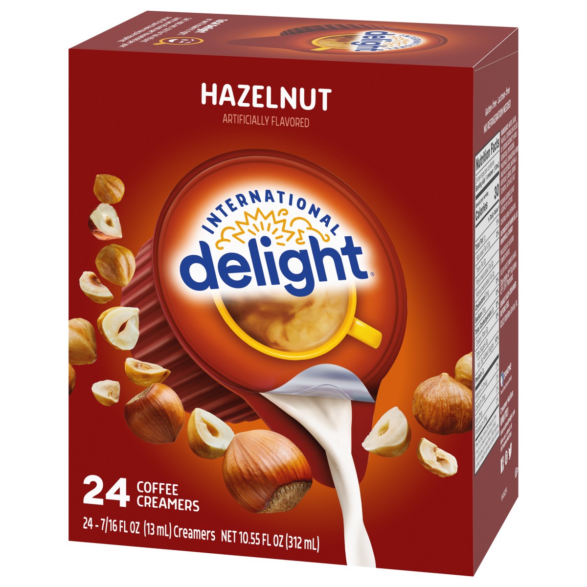 slide 14 of 14, International Delight Coffee Creamer Singles, Hazelnut, Shelf Stable Flavored Creamer, 24 Ct, 0.44 FL OZ, Pre-Portioned Creamers, 24 fl oz