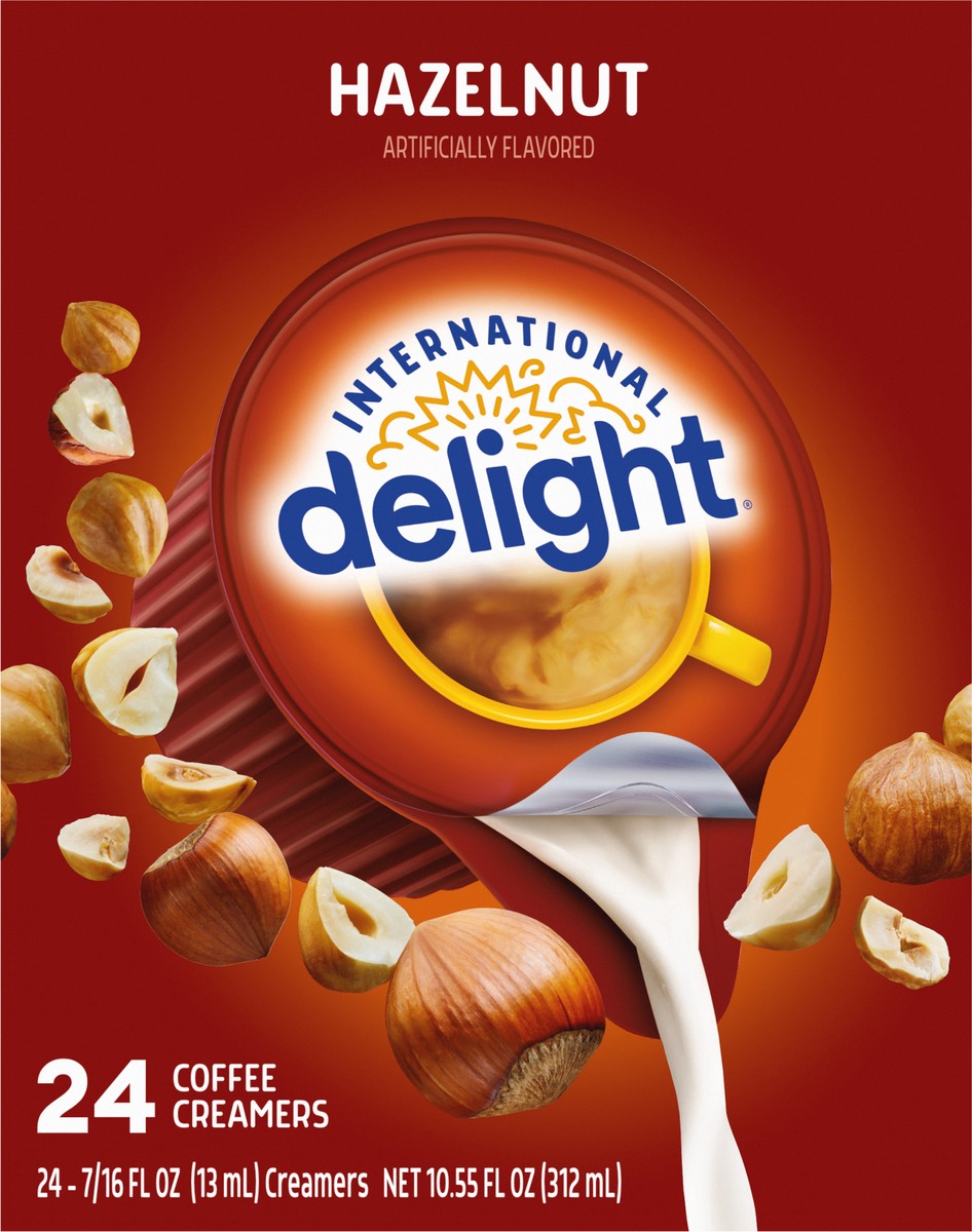 slide 7 of 14, International Delight Coffee Creamer Singles, Hazelnut, Shelf Stable Flavored Creamer, 24 Ct, 0.44 FL OZ, Pre-Portioned Creamers, 24 fl oz