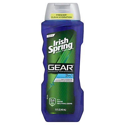 slide 1 of 1, Irish Spring Gear Body Wash - Advanced Performance, 18 Fluid ounce, 18 fl oz