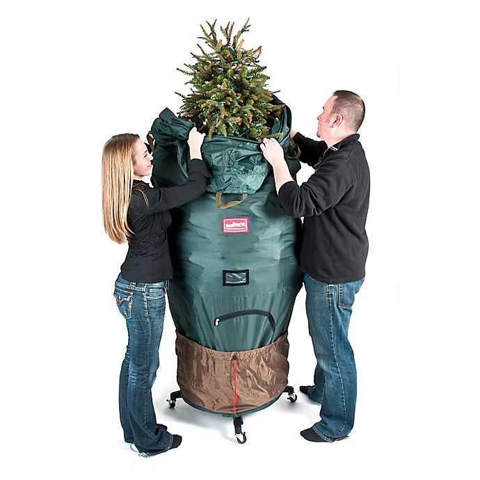 slide 3 of 8, TreeKeeper Medium Upright Christmas Tree Storage Bag with Rolling Stand - Green, 1 ct