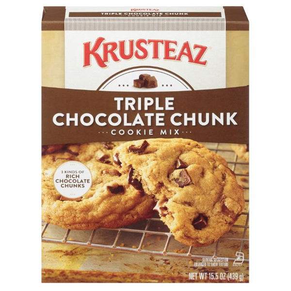 slide 1 of 1, Krusteaz Bakery Style Triple Chocolate Chunk Cookie Mix, 17.5 oz