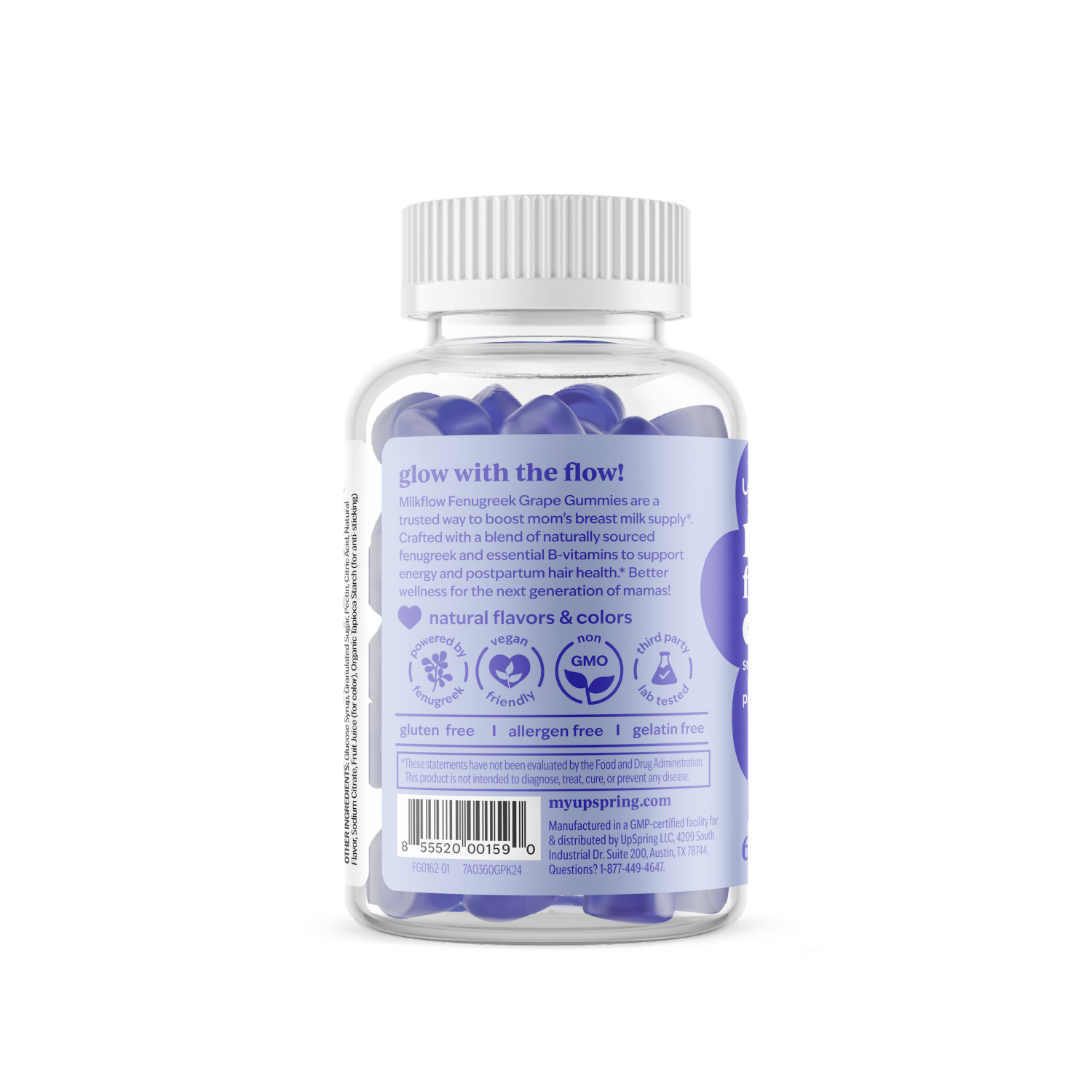 slide 2 of 2, UPSPRING Milkflow Fenugreek Gummies Grape, 1 ct