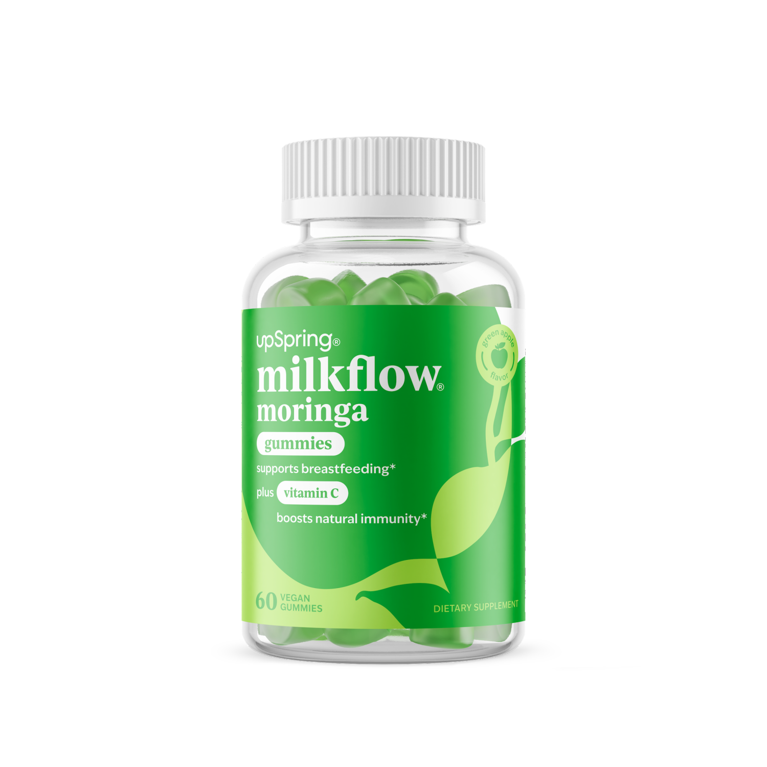 slide 1 of 2, UPSPRING Milkflow Moringa Gummies Green Apple, 1 ct