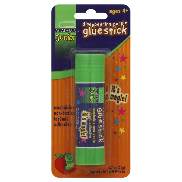 slide 1 of 1, Academix Glue Stick Disappearing Purple, 1 ct