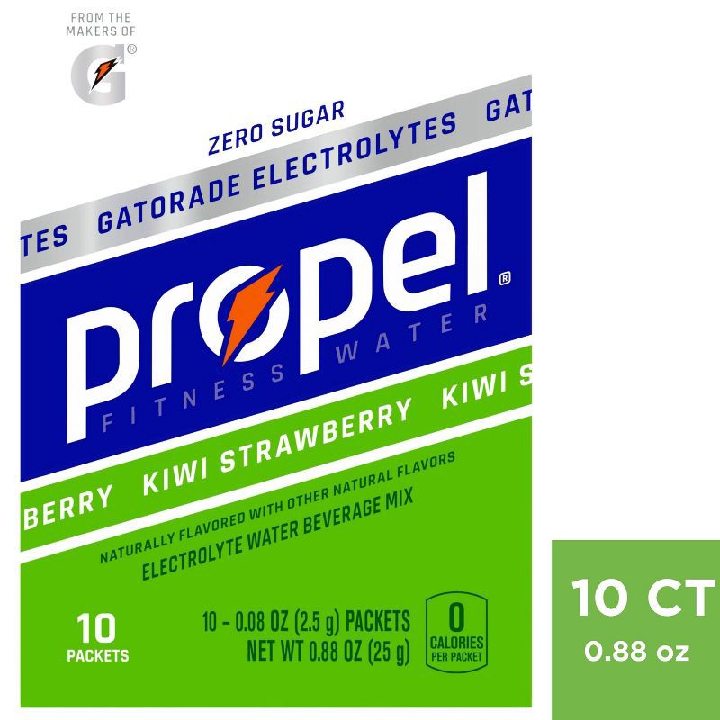 slide 1 of 9, Propel Kiwi Strawberry Sports Drink mix - 0.88oz/10ct, 0.88 oz, 10 ct