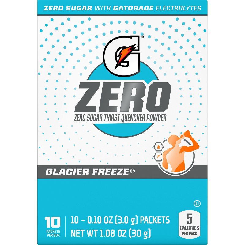 slide 2 of 11, Gatorade GZERO Glacier Freeze Sports Drink Mix - 1.08oz: Kosher, Hydration, Low Calorie, 1.08 oz