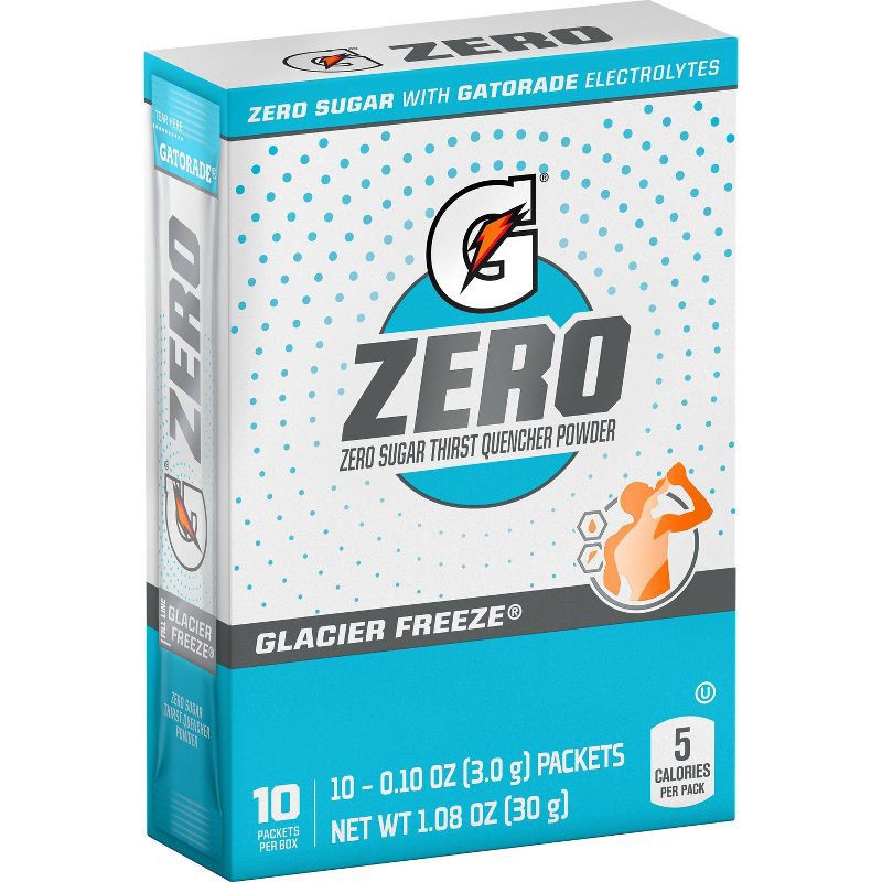 slide 1 of 11, Gatorade GZERO Glacier Freeze Sports Drink Mix - 1.08oz: Kosher, Hydration, Low Calorie, 1.08 oz