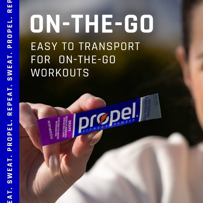 slide 7 of 11, Propel Grape Sports Drink Mix - 10ct/0.08oz Pouches: Hydration Powder, Zero Calories, No Added Sugar, 10 ct, 0.08 oz