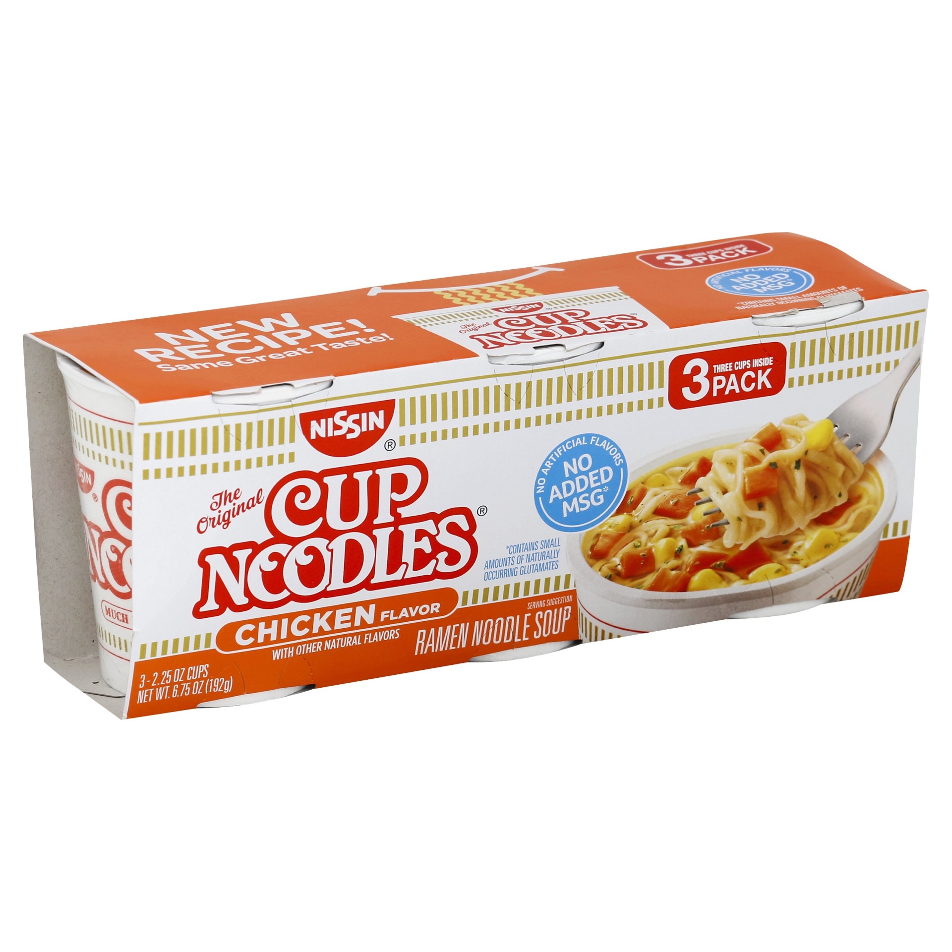 slide 1 of 8, Nissin Cup Noodles Chicken Flavor Ramen Noodle Soup, 3 ct; 2.25 oz