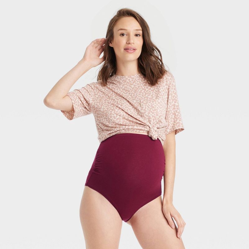 Maternity 3pk Over the Belly Hipster Underwear - Auden Pink/Maroon/Black M  3 ct