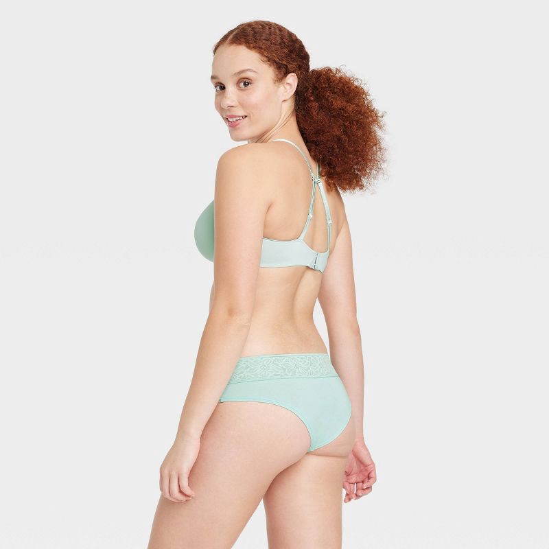 Women's Cotton Cheeky Underwear with Lace Waistband - Auden™ Ocean