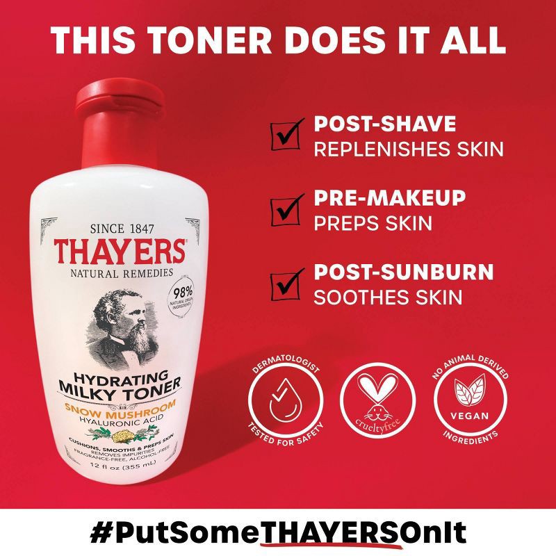 slide 4 of 7, Thayers Natural Remedies Milky Hydrating Face Toner with Snow Mushroom and Hyaluronic Acid - 12 fl oz, 12 fl oz