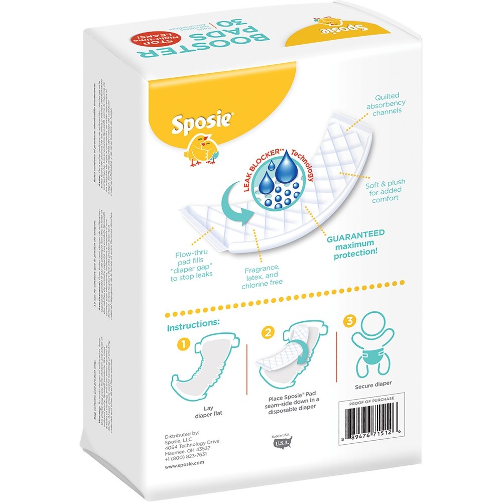 slide 2 of 2, Sposie Booster Pads For Overnight Diaper Leak Protection - 30ct, 30 ct