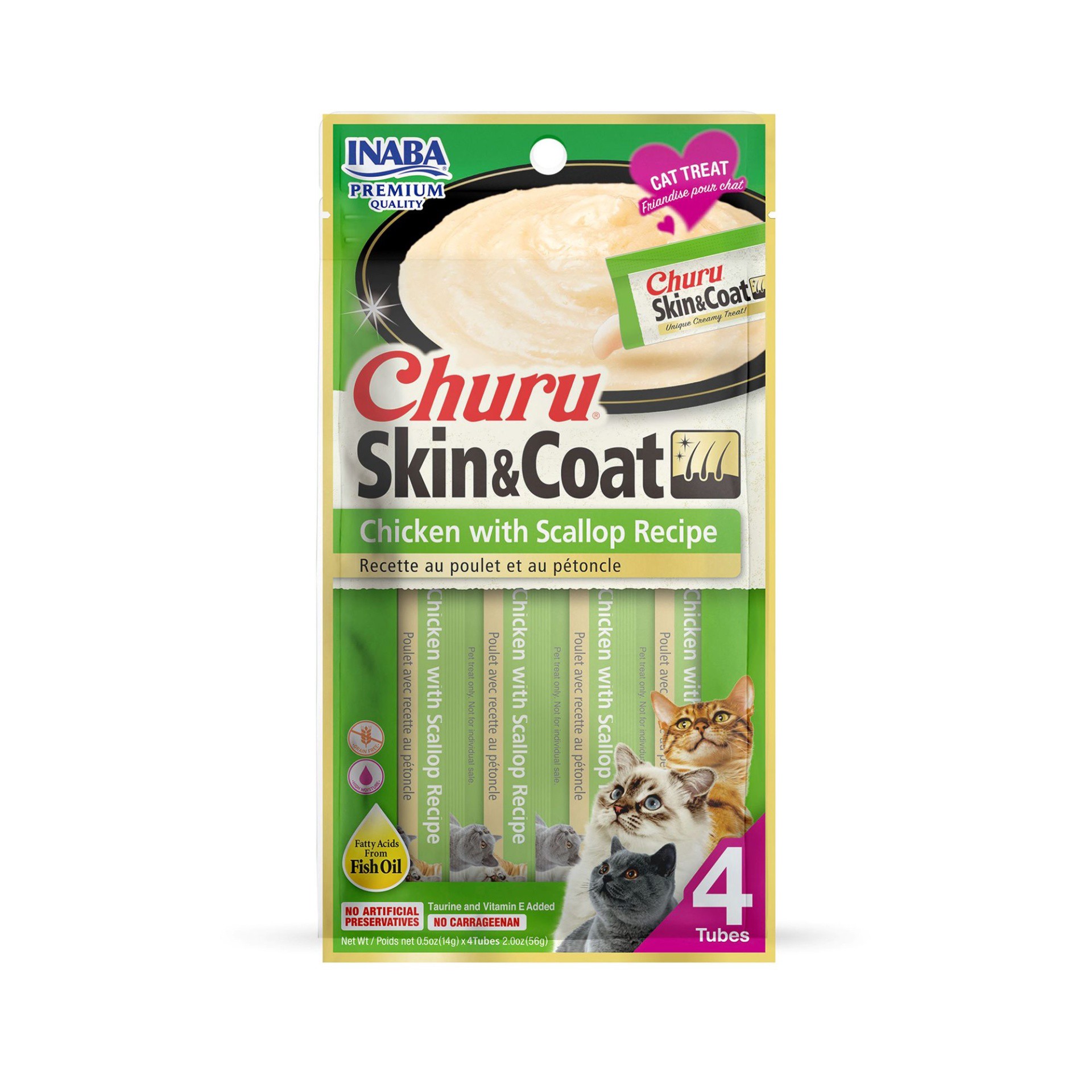 slide 1 of 1, INABA Churu Skin & Coat Puree Cat Treats - 2 oz, 1 ct