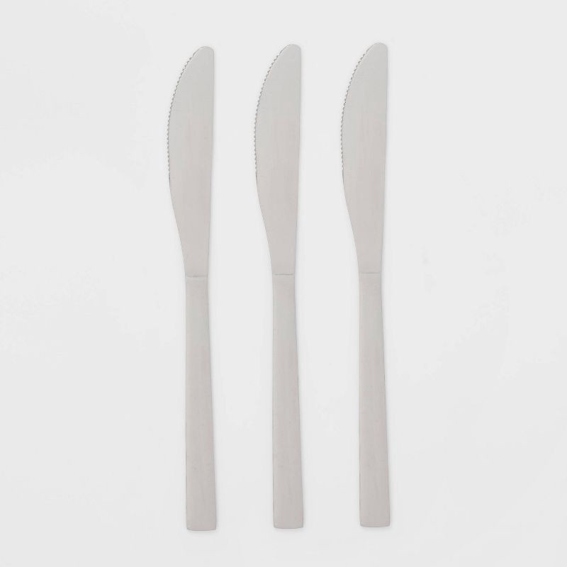 slide 1 of 3, 3pc Knife Set - Room Essentials™: Stainless Steel Dinner Knives, Dishwasher-Safe, Silver, Service for 3, 3 ct