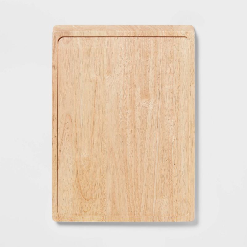 slide 1 of 1, Rubberwood Carving Board with Full Juice Groove - Made By Design, 1 ct