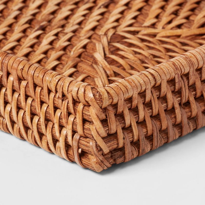slide 4 of 4, Rattan Tray Light Brown - Threshold™: Vanity Organizer, Spot Clean, Bathroom Accessory, 10.25" Width, 1 ct