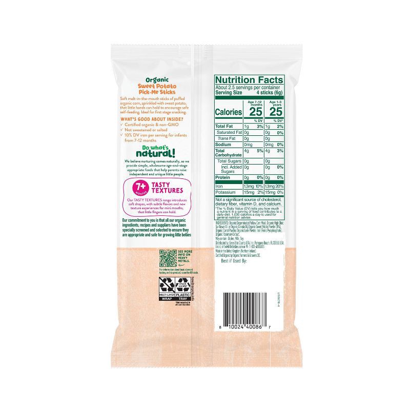 slide 2 of 8, Little Bellies Organic Sweet Potato Pick-Me Sticks Baby Snacks - 0.56oz, 0.56 oz