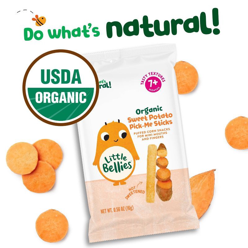 slide 3 of 8, Little Bellies Organic Sweet Potato Pick-Me Sticks Baby Snacks - 0.56oz, 0.56 oz