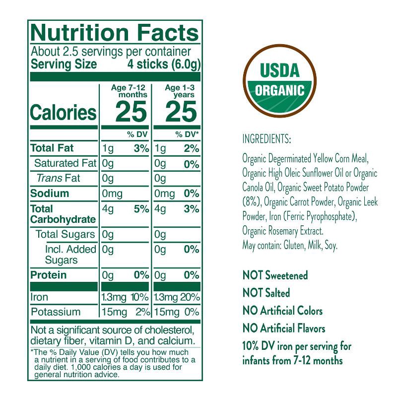 slide 4 of 8, Little Bellies Organic Sweet Potato Pick-Me Sticks Baby Snacks - 0.56oz, 0.56 oz