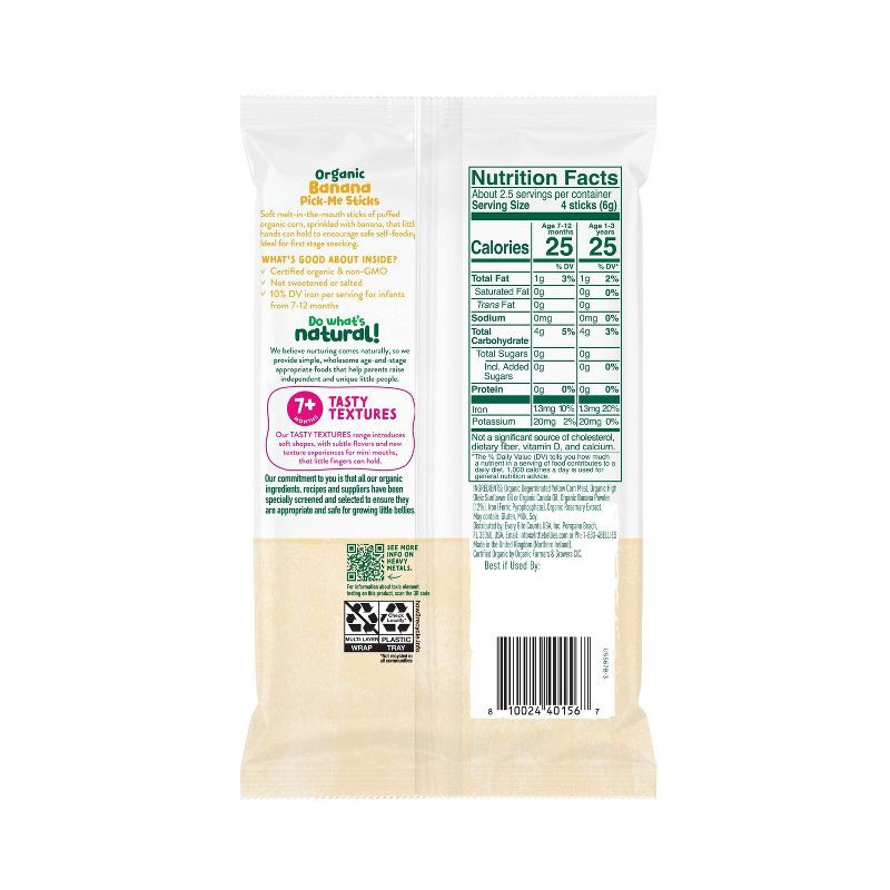slide 2 of 8, Little Bellies Organic Banana Pick-Me Sticks Baby Snacks - 0.56oz, 0.56 oz