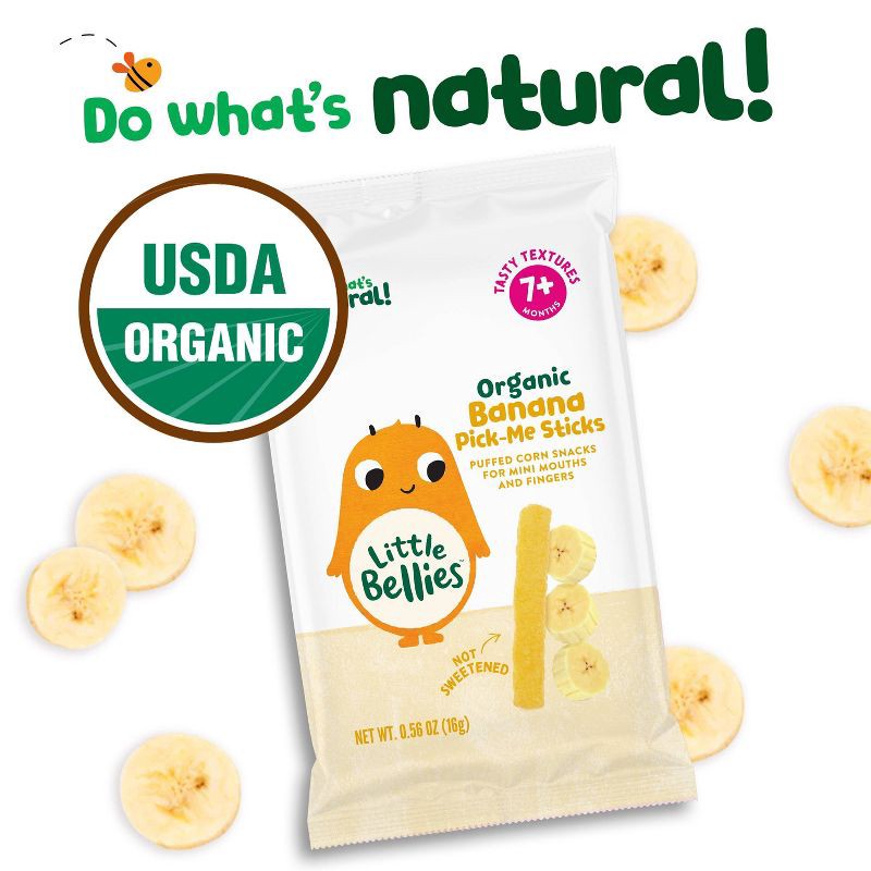 slide 3 of 8, Little Bellies Organic Banana Pick-Me Sticks Baby Snacks - 0.56oz, 0.56 oz