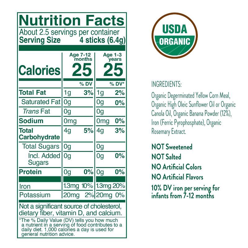 slide 4 of 8, Little Bellies Organic Banana Pick-Me Sticks Baby Snacks - 0.56oz, 0.56 oz