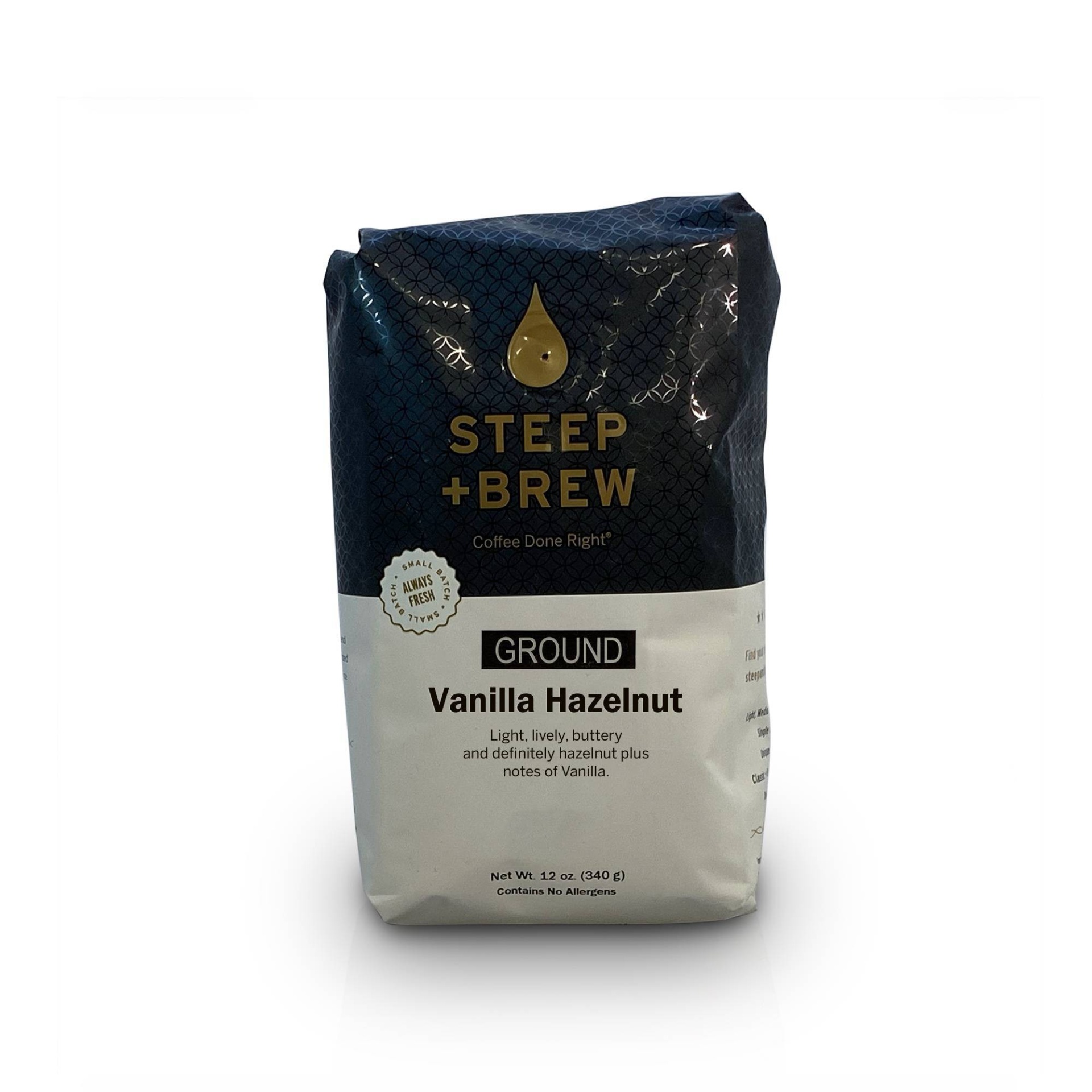 slide 1 of 3, Steep & Brew Steep+Brew Vanilla Hazelnut Light Roast Ground Coffee, 12 oz