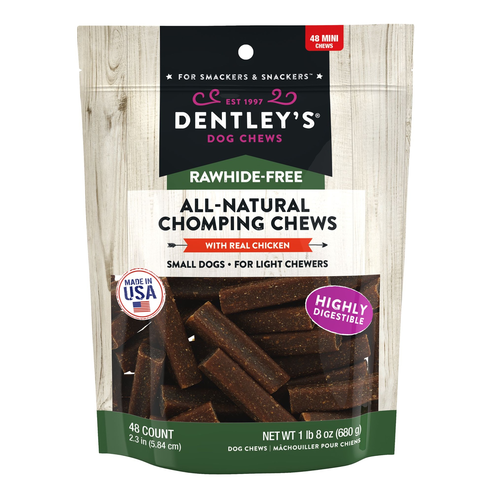 slide 1 of 1, Dentley's Rawhide-Free Natural Mini Dog Chews - Natural, 48 ct