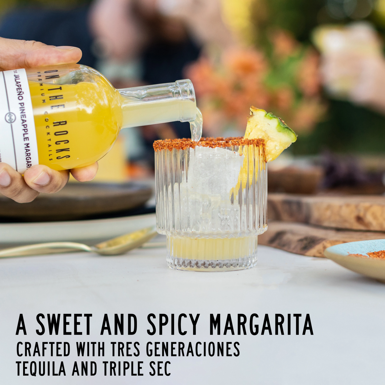 slide 4 of 8, On The Rocks Tres Generaciones Jalapeno Pineapple Margarita Ready to Drink Cocktail 375 ml, 375 ml