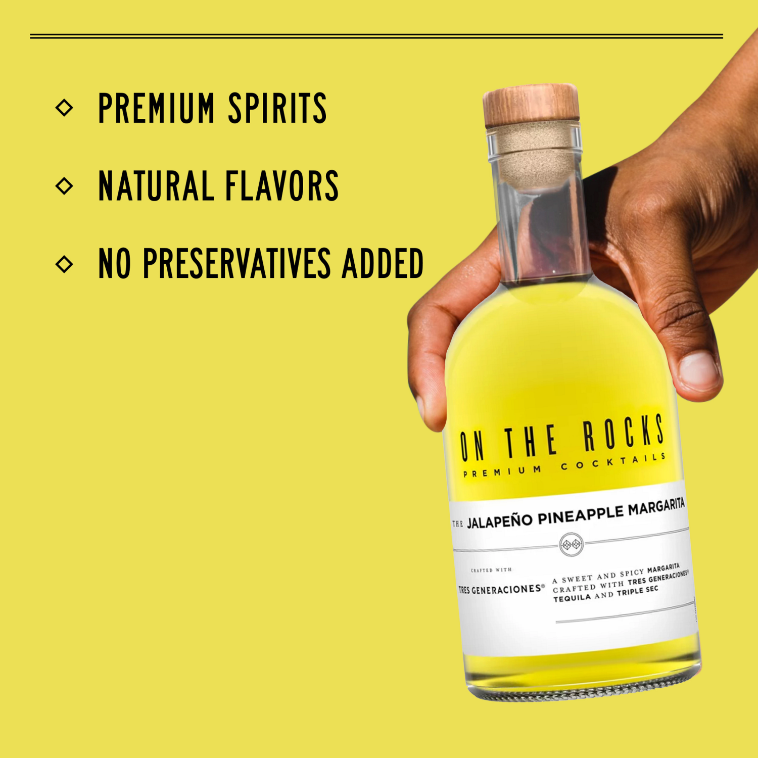 slide 2 of 8, On The Rocks Tres Generaciones Jalapeno Pineapple Margarita Ready to Drink Cocktail 375 ml, 375 ml