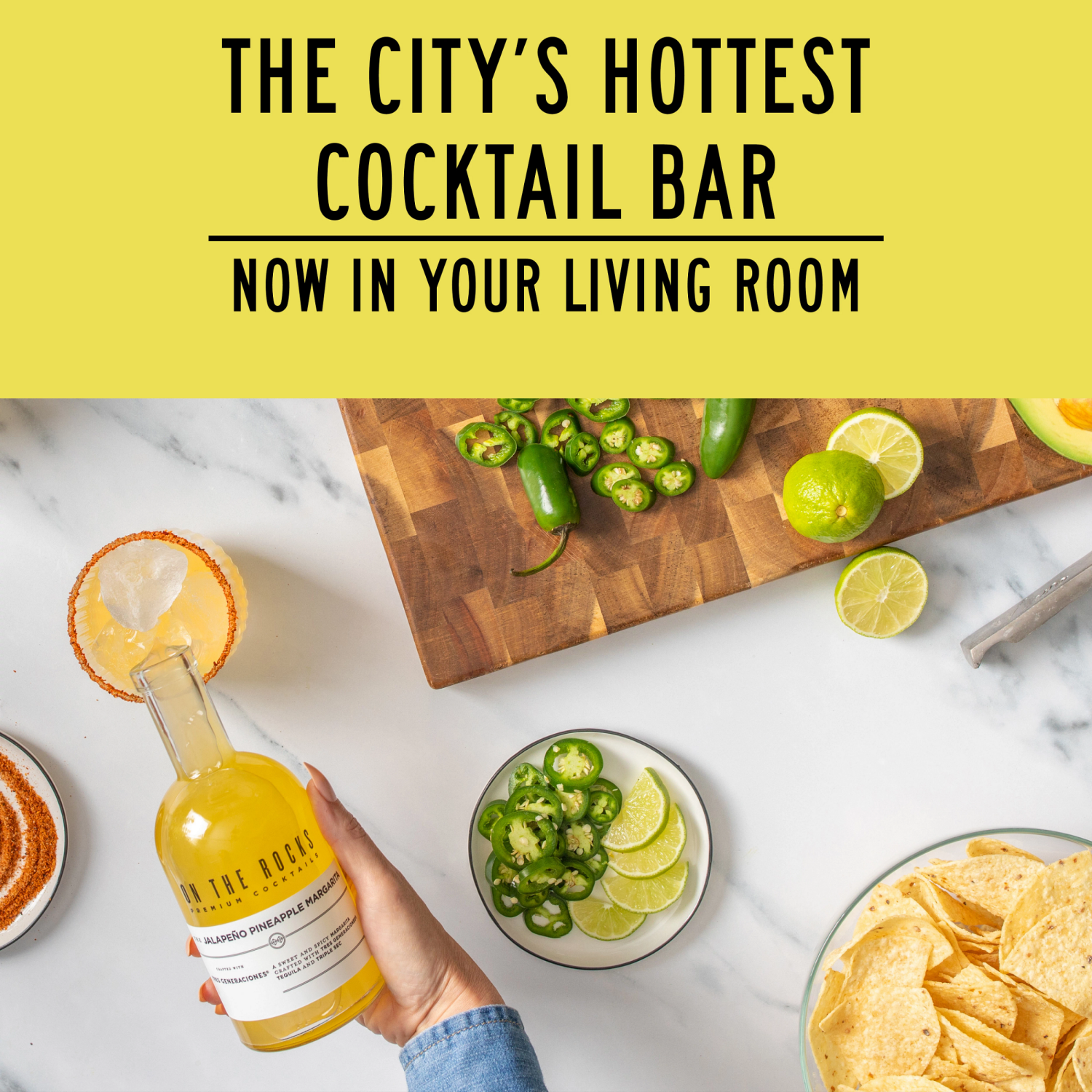 slide 5 of 8, On The Rocks Tres Generaciones Jalapeno Pineapple Margarita Ready to Drink Cocktail 375 ml, 375 ml