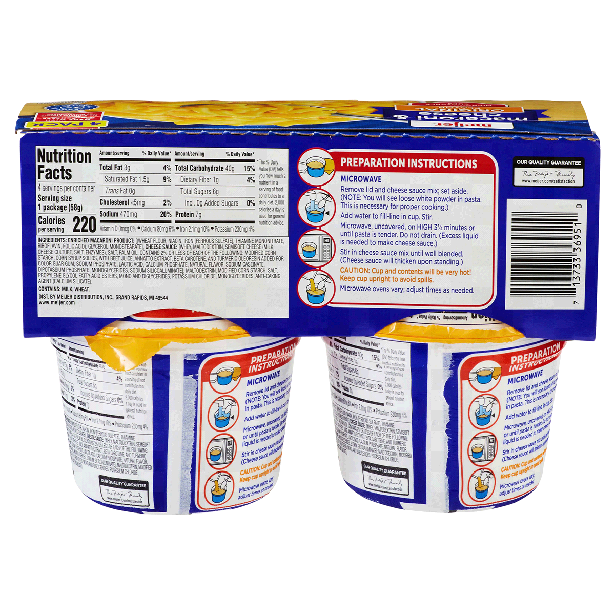 slide 2 of 2, Meijer Original Macaroni and Cheese Microwavable Cups, 4 ct