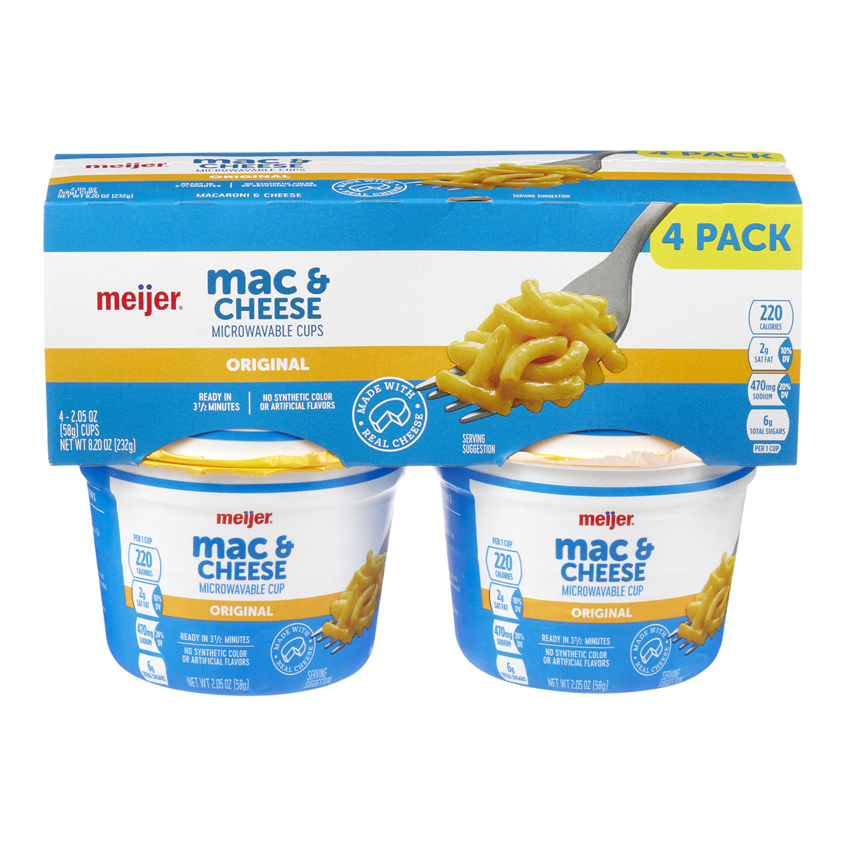 slide 1 of 2, Meijer Original Macaroni and Cheese Microwavable Cups, 4 ct