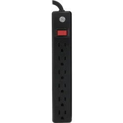 GE 6 Outlet Power Strip, 6 Foot Cord, Black